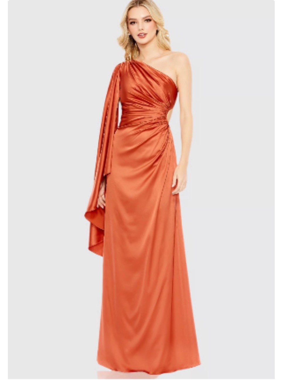 Nwt Mac Duggal One-Shoulder Satin Gown - Size 0 - Style 68340
